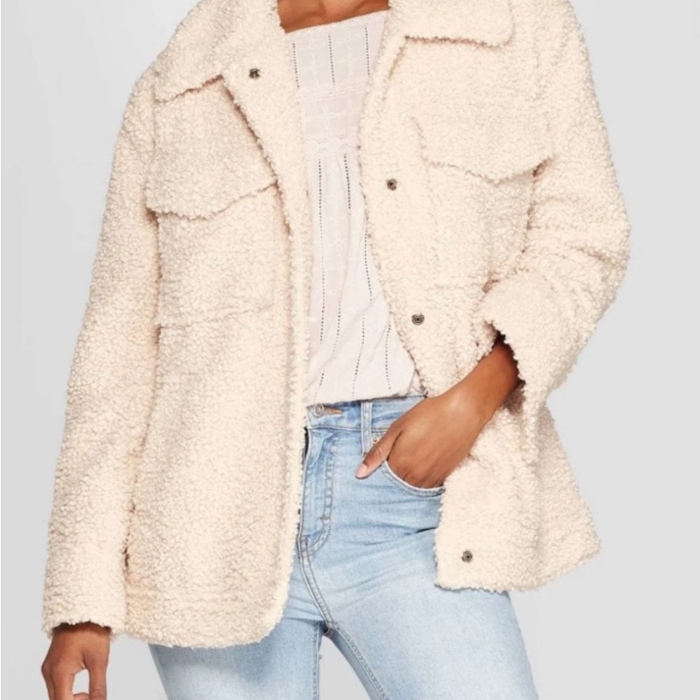 Knox Rose Oversized Sherpa Teddy Trucker Jacket